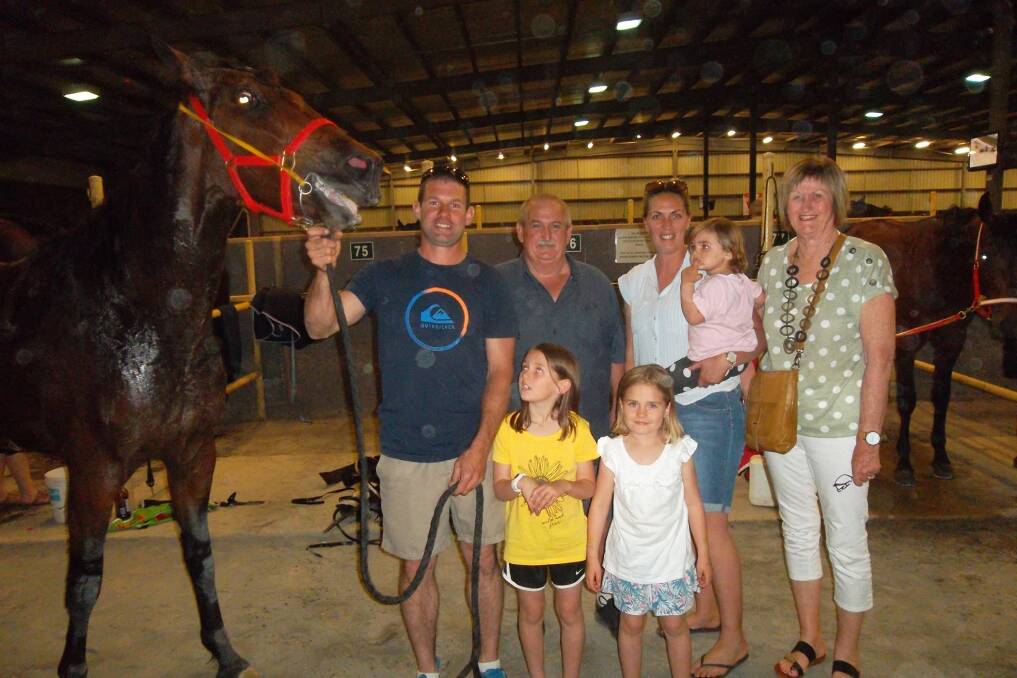 The connections of Chooz Reactor celebrate after a win at Shepparton. Picture: SHEPPARTON HARNESS RACING CLUB
