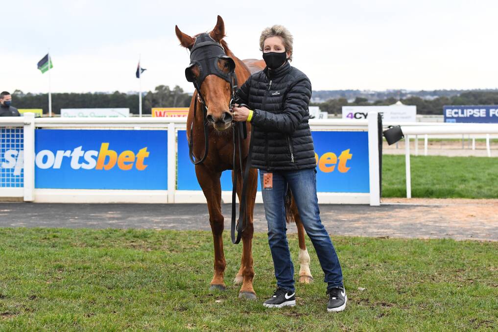 Paris Gem with Sue Naylor after winning at Ballarat Synthetic on Tuesday. Picture: PAT SCALA/RACING PHOTOS