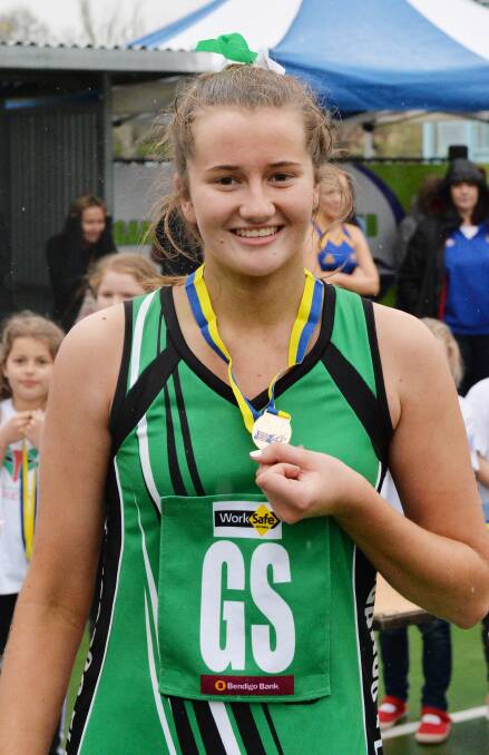 Ruby Barkmeyer with her premiership and best on court medallions, so brilliantly won on BFNL grand final day in 2016.