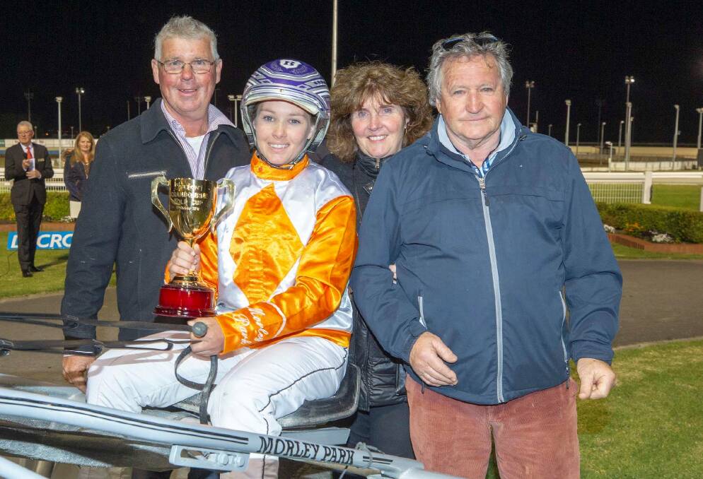 Rebecca Bartley with the connections of San Carlo following his Cranbourne Cup win in November. Picture: STUART McCORMICK