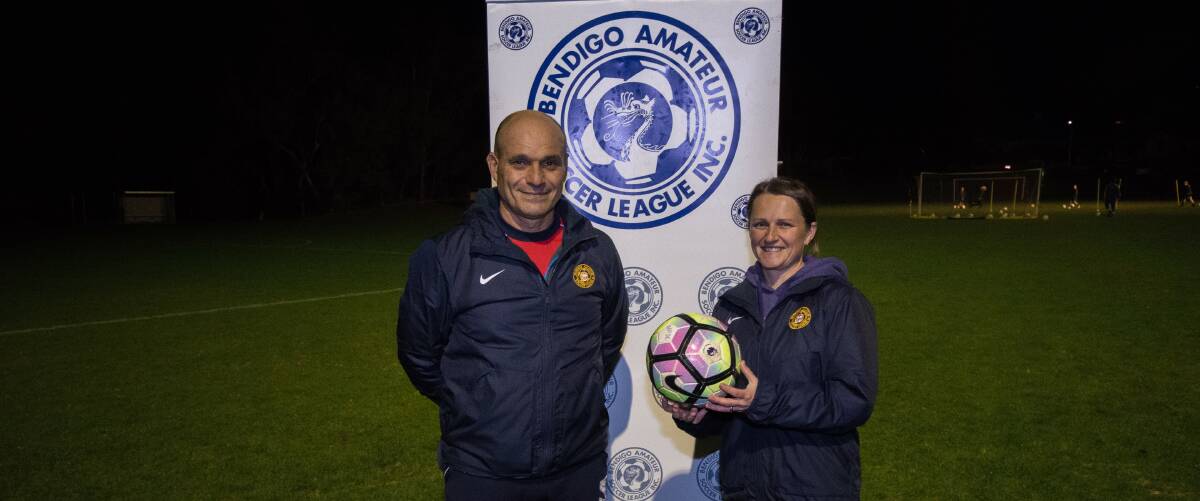 FUTURE: Fabrizio Soncin and Louise McColl will head Bendigo Amateur Soccer League's new football operations department.