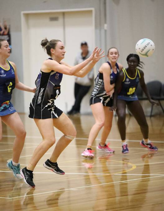 Maddy Stewart has notched up 150 games for Victorian Netball League club Melbourne University Lightning.