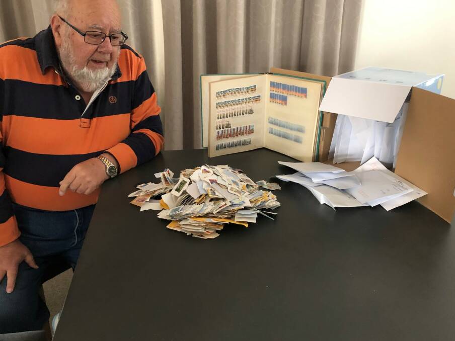 Doing his bit: Port Elliot man Malcolm Wheeler has collected almost 70,000 stamps to raise funds for children dealing with cerebral palsy. Photo: Supplied.