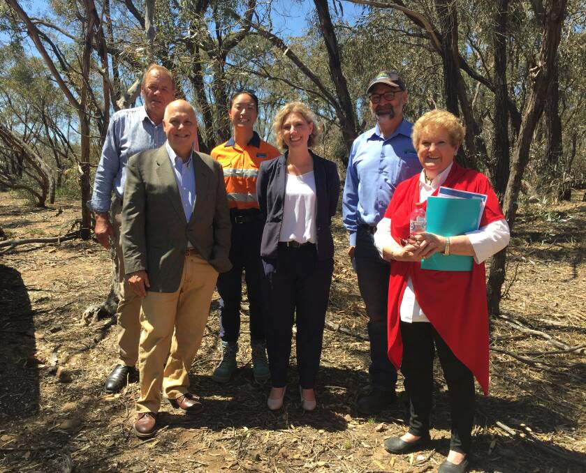 PROSPECTS: Victorian Resources Minister Tim Pallas, front left, with industry and council representatives at the Stavely project site.