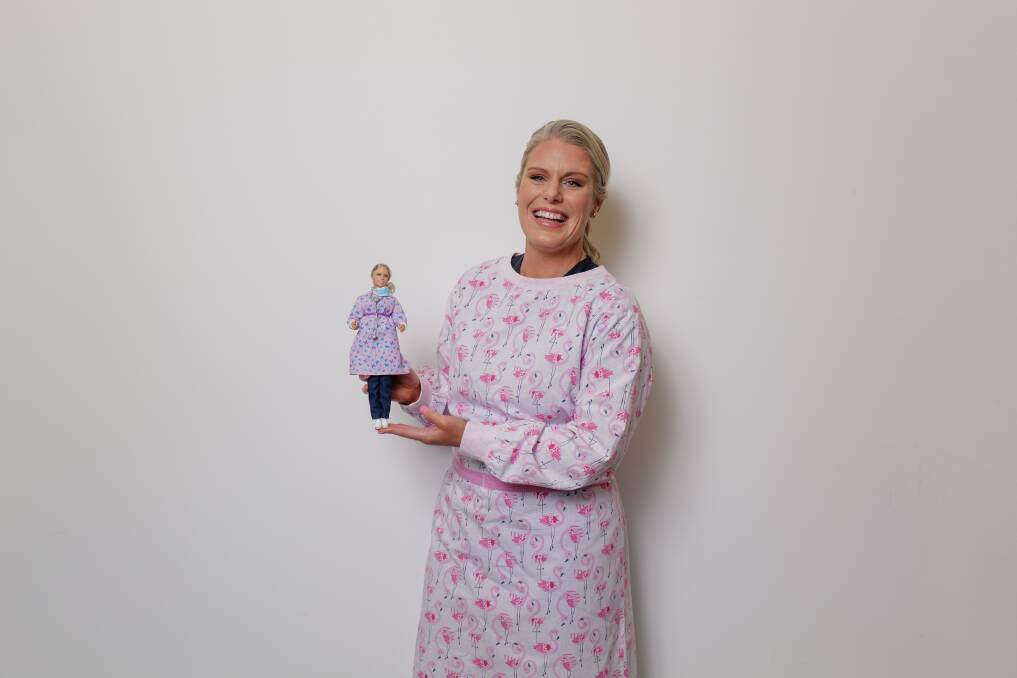 Dr Kirby White with her Barbie. 