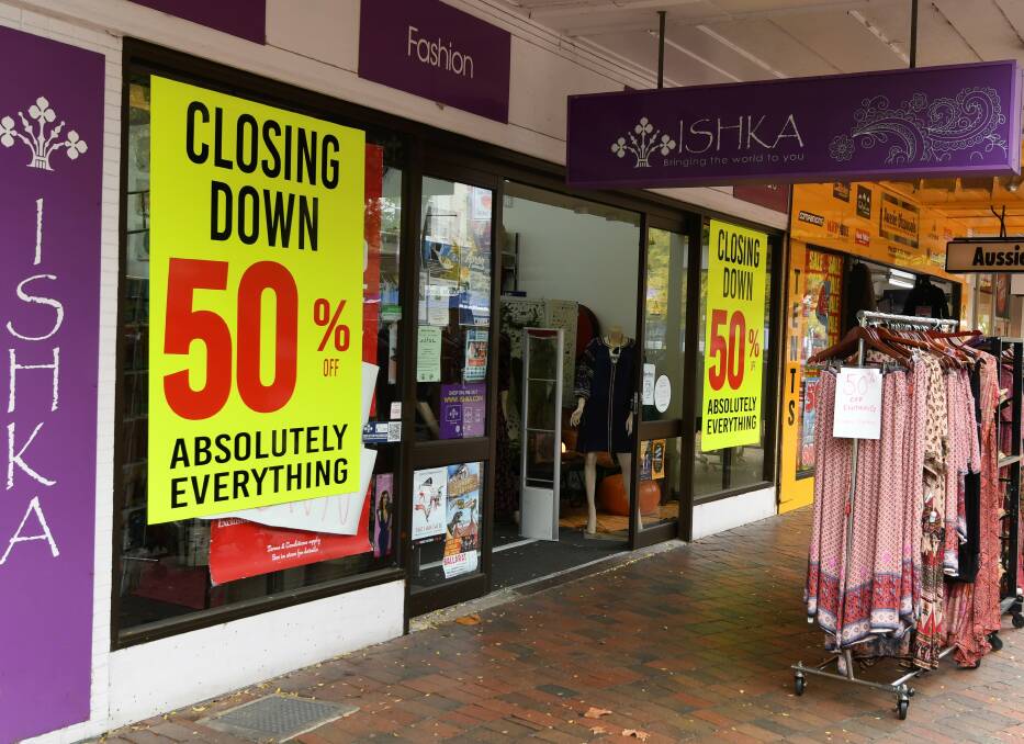 CLOSING DOWN: An ISHKA store in May 2019 bearing closing down sale signs. Picture: Lachlan Bence