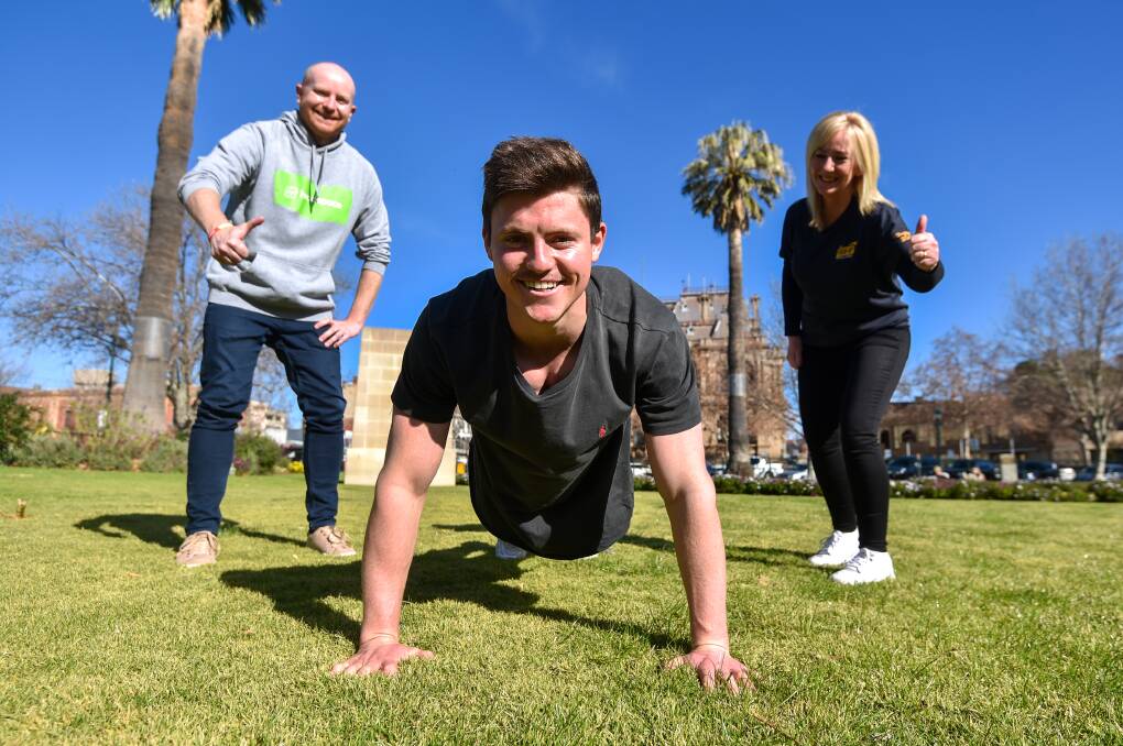 CHALLENGE: headspace Bendigo manager Lindsay Rose, community awareness officer Haylee Kennedy and youth reference group member Jed Zimmer. Picture: DARREN HOWE.