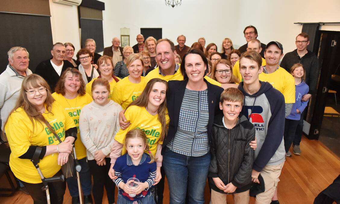 Gaelle Broad with her supporters after the state election in November. Picture: DARREN HOWE