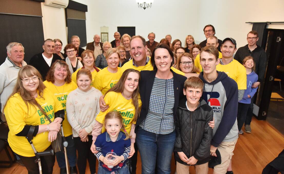 Gaelle Broad with her supporters on Saturday. Picture: DARREN HOWE