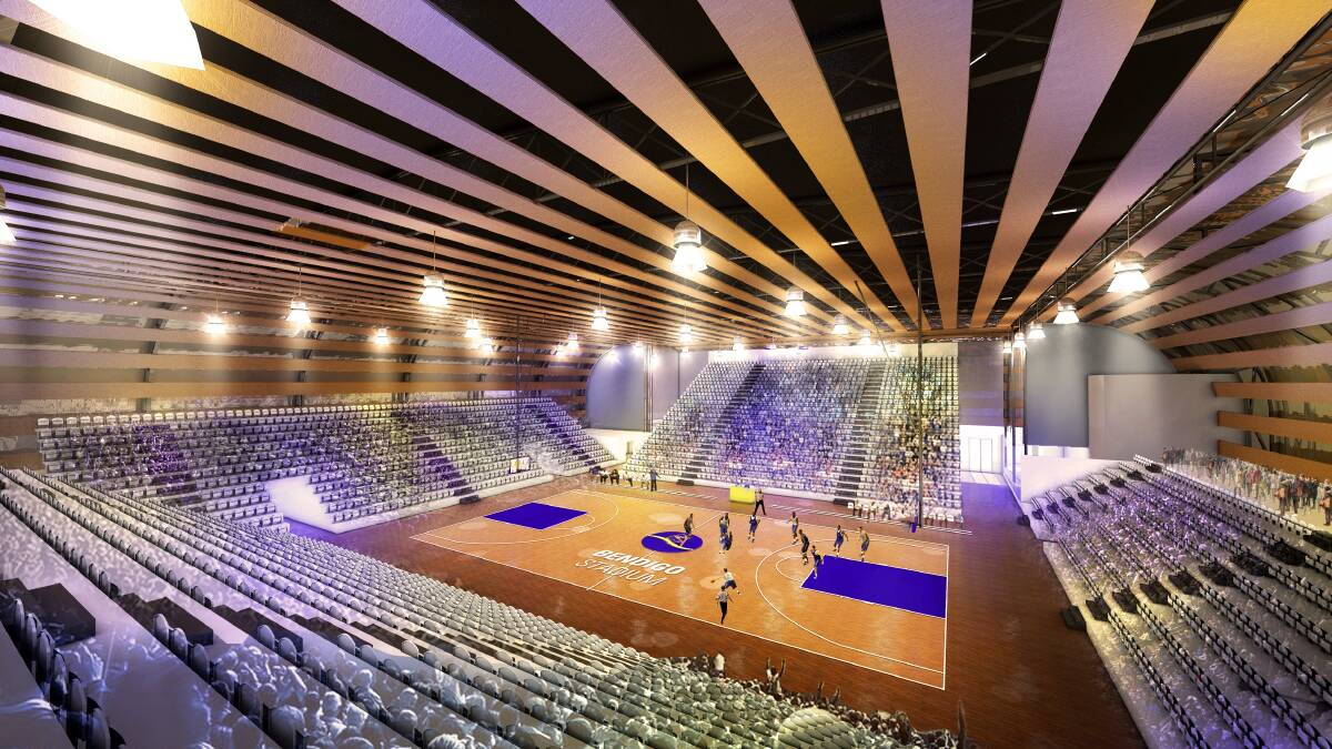 An artists impression of the Bendigo stadium, which is slated to hold women's basketball in regional Victoria's 2030 Commonwealth Games bid.