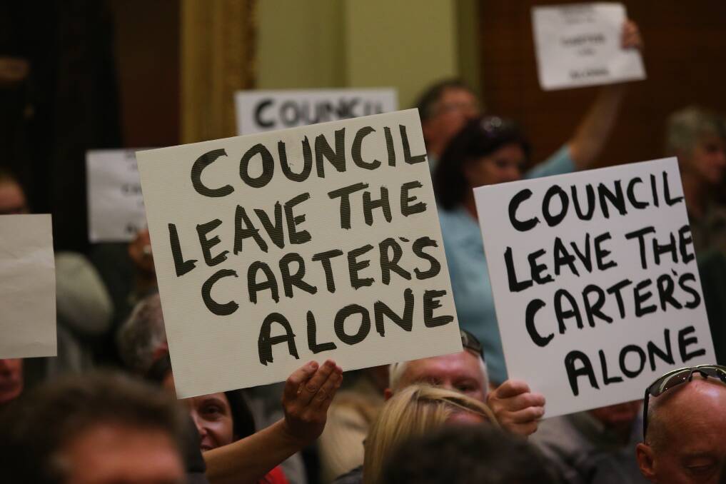 Supporters of the Carter family turned out in force before the council meeting in April. Pictures: GLENN DANIELS