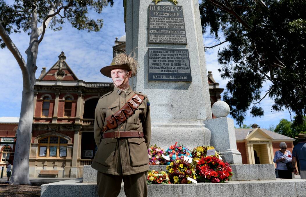 Remembrance Day service at Eaglehawk war memorial. Pictures: DARREN HOWE 