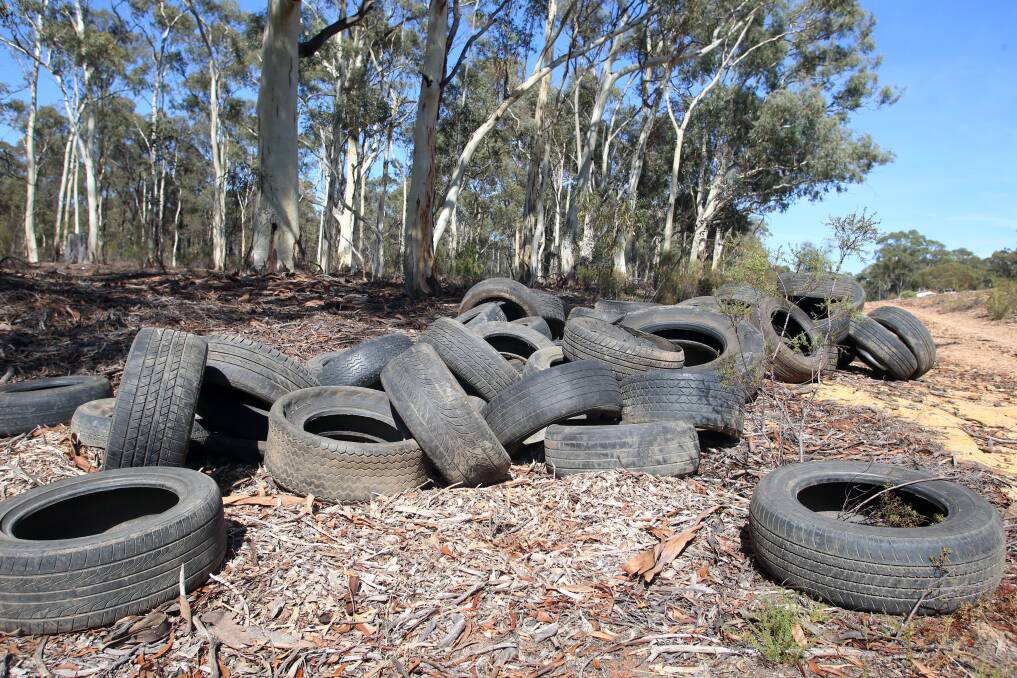 NOT FAIR: About 300 tyres were dumped in bushland near Eaglehawk in 2016. Picture: GLENN DANIELS