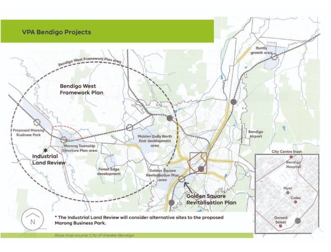 An image detailing the scope of the Bendigo West Framework Plan. Source: Victorian Planning Authority.