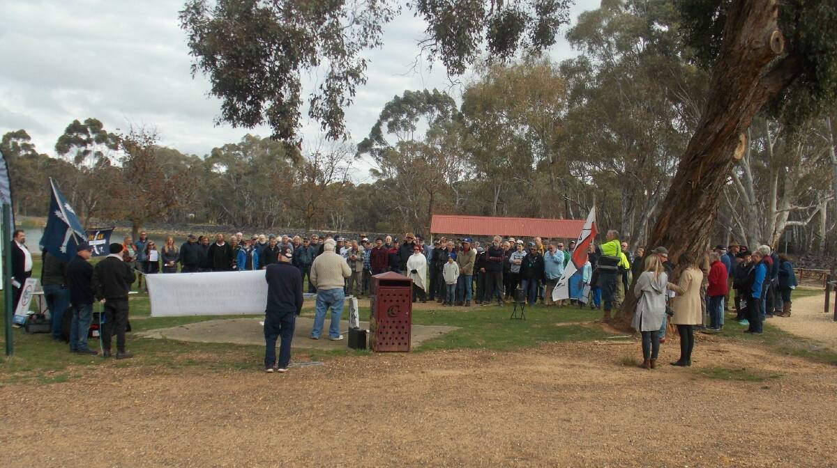 A public land rally was held at Maryborough's Goldfields Reservoir on Monday. Picture: Supplied