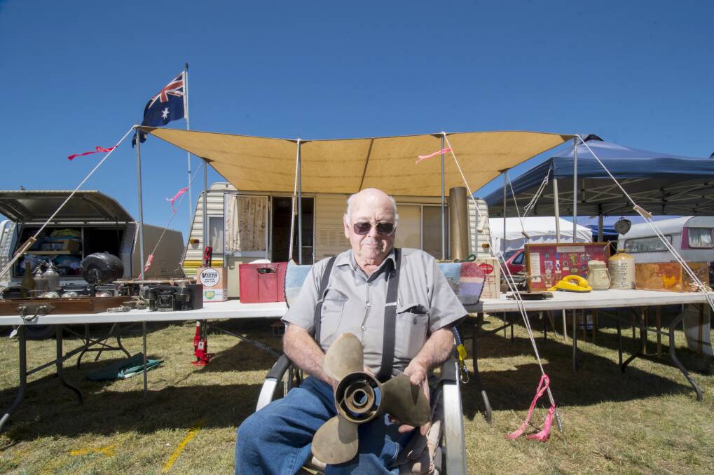 PLENTY HERE: Bruce Weymouth, a 35-year veteran of the Bendigo Swap Meet, says collecting, for him, is a compulsion. Picture: DARREN HOWE