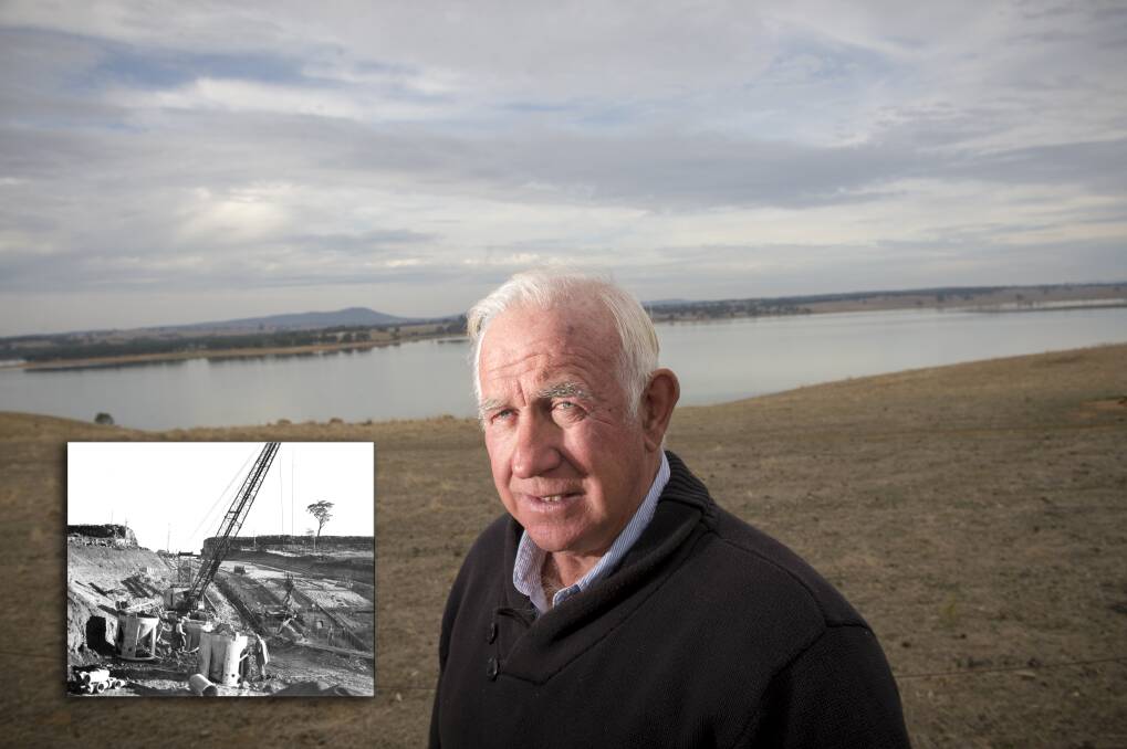 STILL HURTS: Frank Hill Junior's family farm was bought by the state government in the 1960s to build Lake Eppalock (inset). Picture: DARREN HOWE