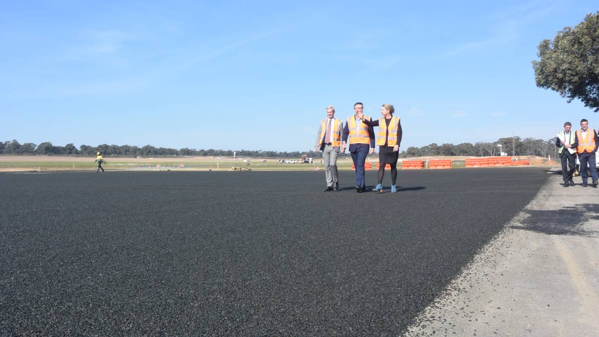 State and federal Nationals MPs visited the Bendigo Airport last week as the project approaches completion. Picture: ADAM HOLMES