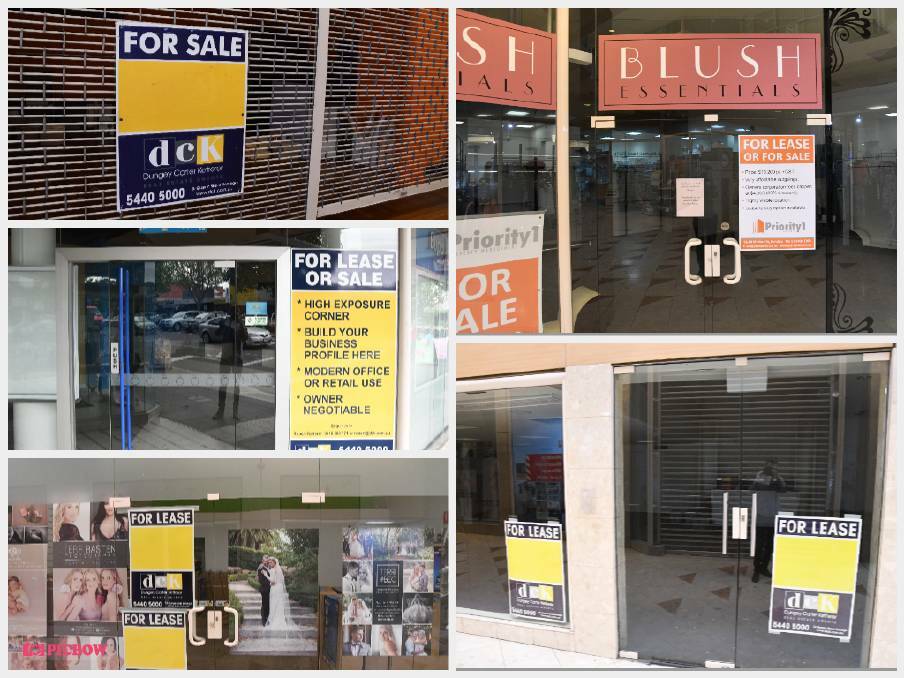 FOR LEASE: A number of vacant shops line Killians Walk in central Bendigo.