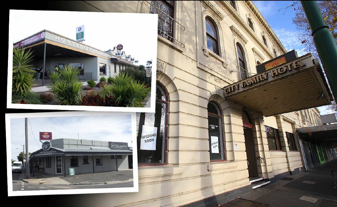 LOOKING UP: The Wellington Hotel, Huntly Pub and City Family Hotel are all set to reopen in coming months.