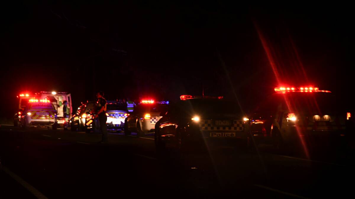 Police were directing traffic on the Calder Highway south of Kangaroo Flat on Friday night. 