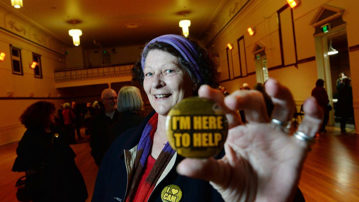 Paula Pope, pictured in August 2017, on the night 400 members of the CAM met at the Castlemaine town hall tonight to hear board chairwoman Jan Savage announce the gallery would stay open. 