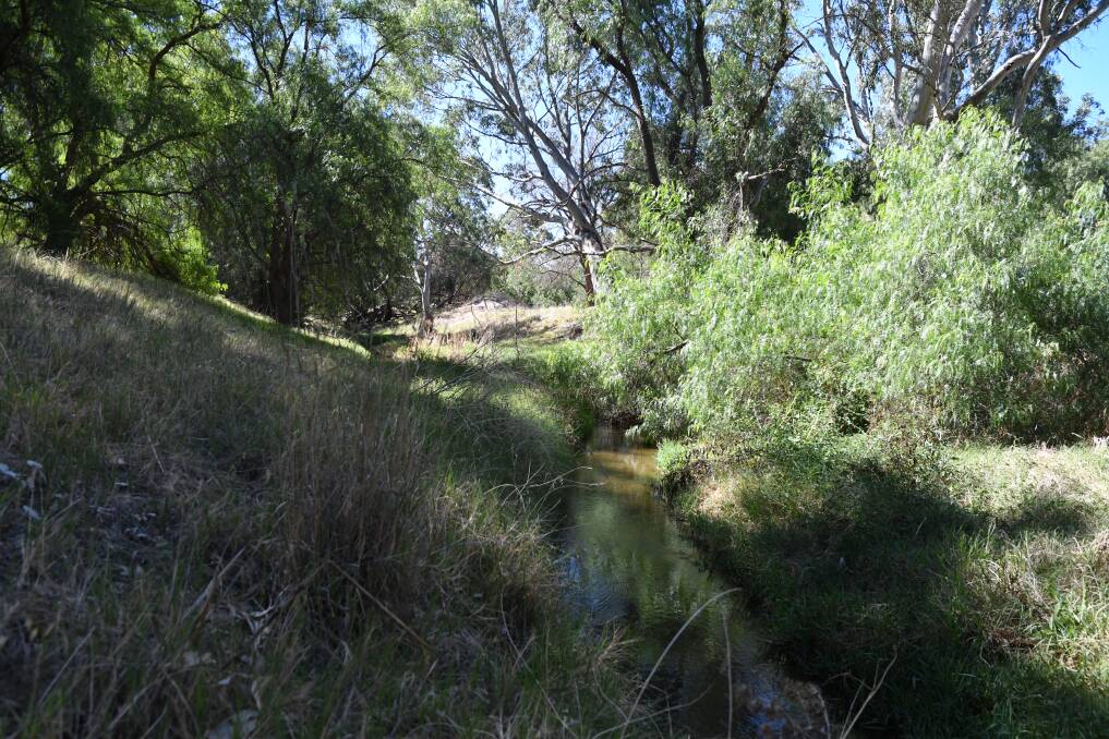 The Bendigo creek pictured where it intersects Leans Road, Huntly. 