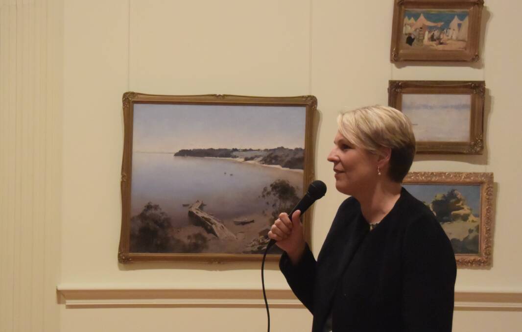 AID: Deputy Leader of the Opposition Tanya Plibersek addresses a 200-person crowd at Castlemaine Art Gallery yesterday. Picture: MARK KEARNEY
