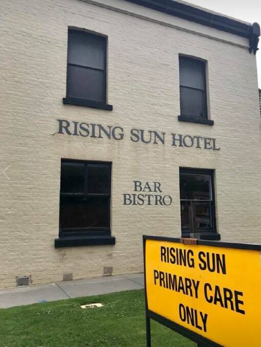 APT: This sign outside Pat Sheehan's Rising Sun Hotel has caused quite a bit of mirth. One patron has already quipped about changing doctors.  