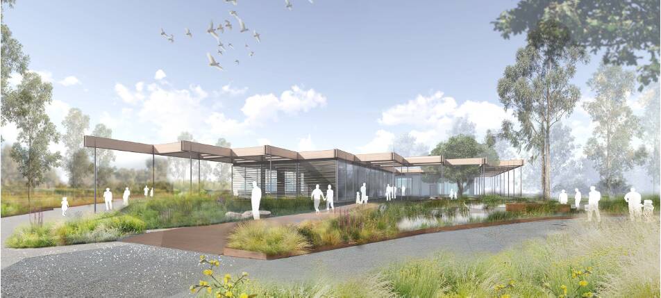 VISION: The central hub and visitor centre at Bendigo Botanic Gardens White Hills would include a cafe and educational spaces. Picture: GHD Woodhead planning permit report. 