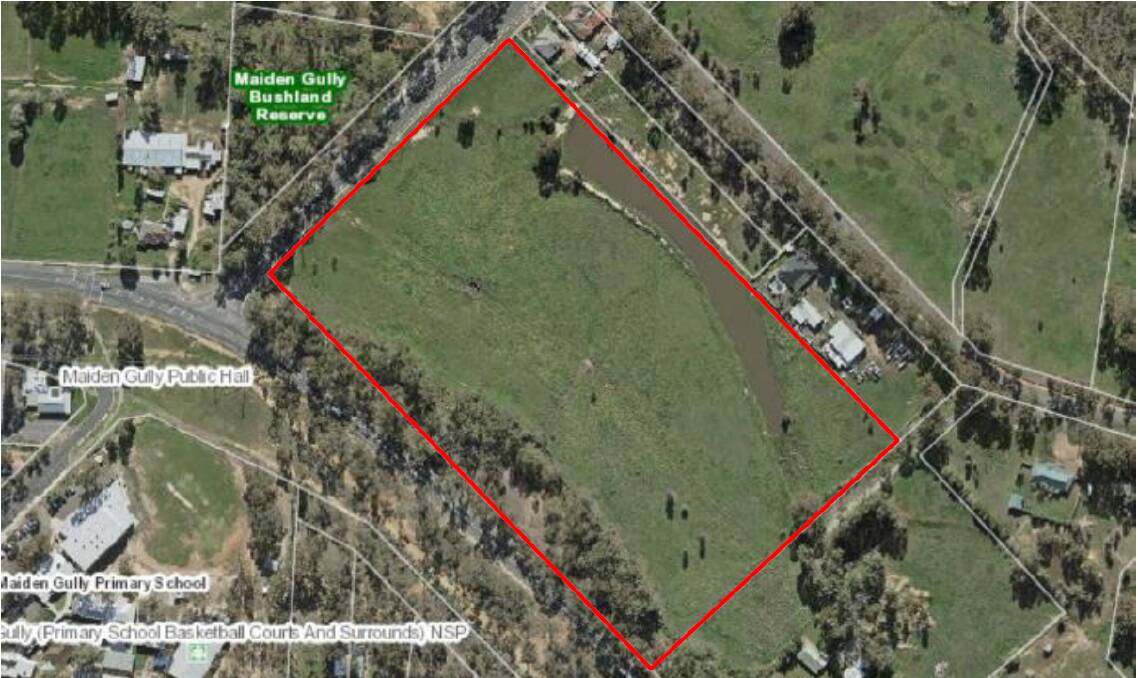 PLAN: Proposed development site at 680 Calder Highway, Maiden Gully, marked in red. Picture: Spiire 2020 Town Planning Report for Maiden Gully Central 