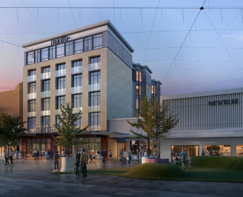 VISION: Mantra Bendigo will feature 110 rooms, function facilities, a cafe and restaurant and plans to activate Hargreaves Mall to expand its hospitality offering. Picture: Supplied