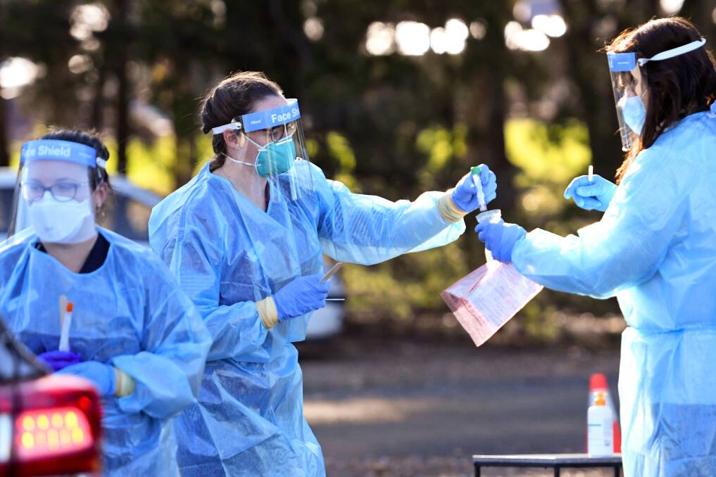 COVID-19 testing in Bendigo earlier in the pandemic. Picture: DARREN HOWE