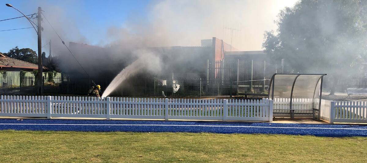 BLAZE: Fire has engulfed the former Radius Disability Services site in Kennington. Picture: PETER LENAGHAN 