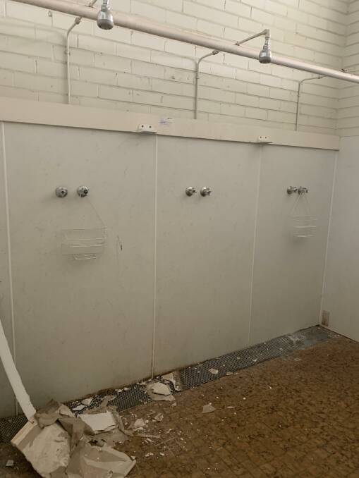 DISREPAIR: North Bendigo Oval's shower facilities. Picture: NICHOLAS NAKOS