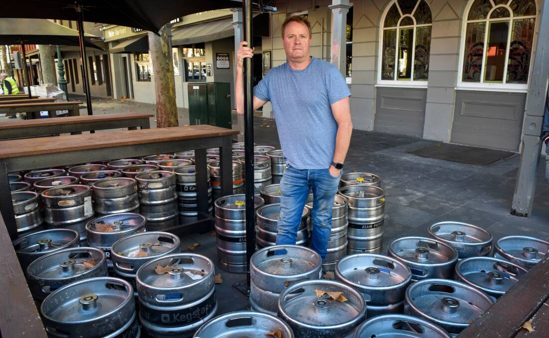 LOSS: Andrew Lethlean was forced to get rid of more than 30 kegs of beer, worth about $15,000, in May, as coronavirus restrictions caused the closure of his venues. Picture: BRENDAN McCARTHY