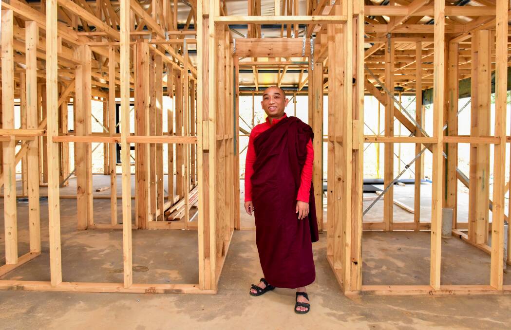 UNDER CONSTRUCTION: Venerable Ashin Moonieinda says it is hoped the home will be completed this winter. Picture: BRENDAN MCCARTHY