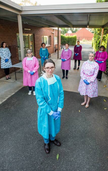 GOWNS FOR DOCTORS: Out of necessity, Bendigo GP's began sewing their own gowns and now the community has stepped in to help. PICTURE: BRENDAN MCCARTHY