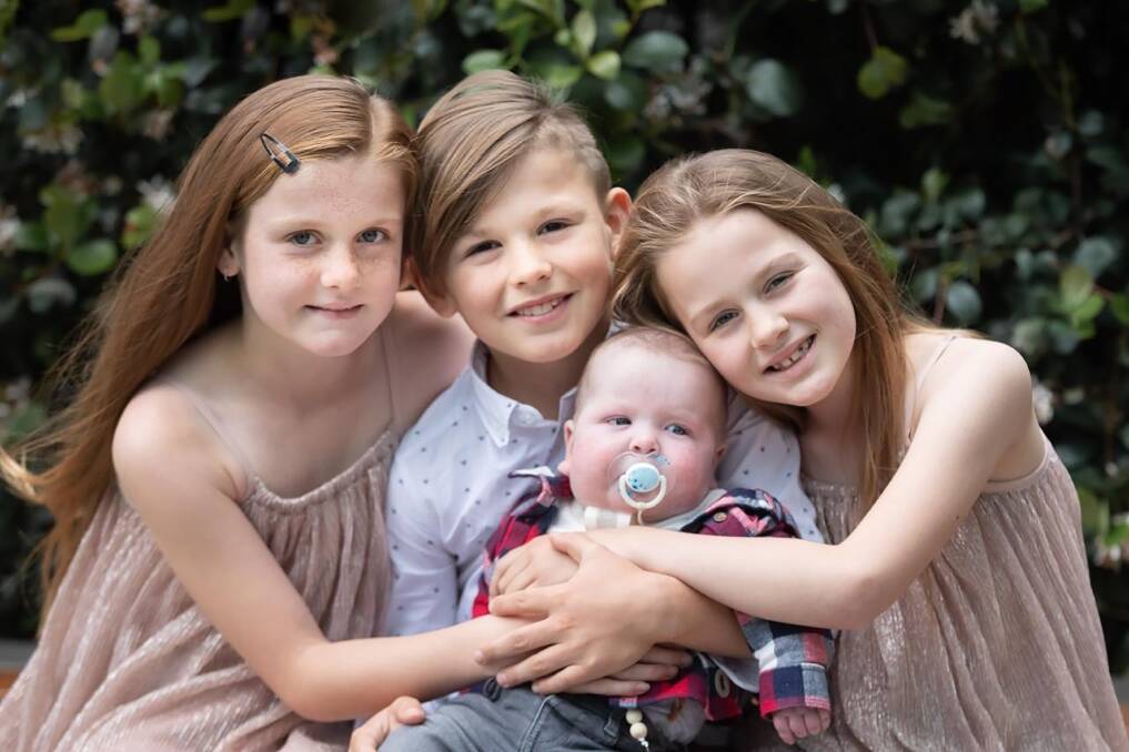 SIBLINGS: Ava, Tahj and Indigo with Romeo (below). Picture: Supplied. 