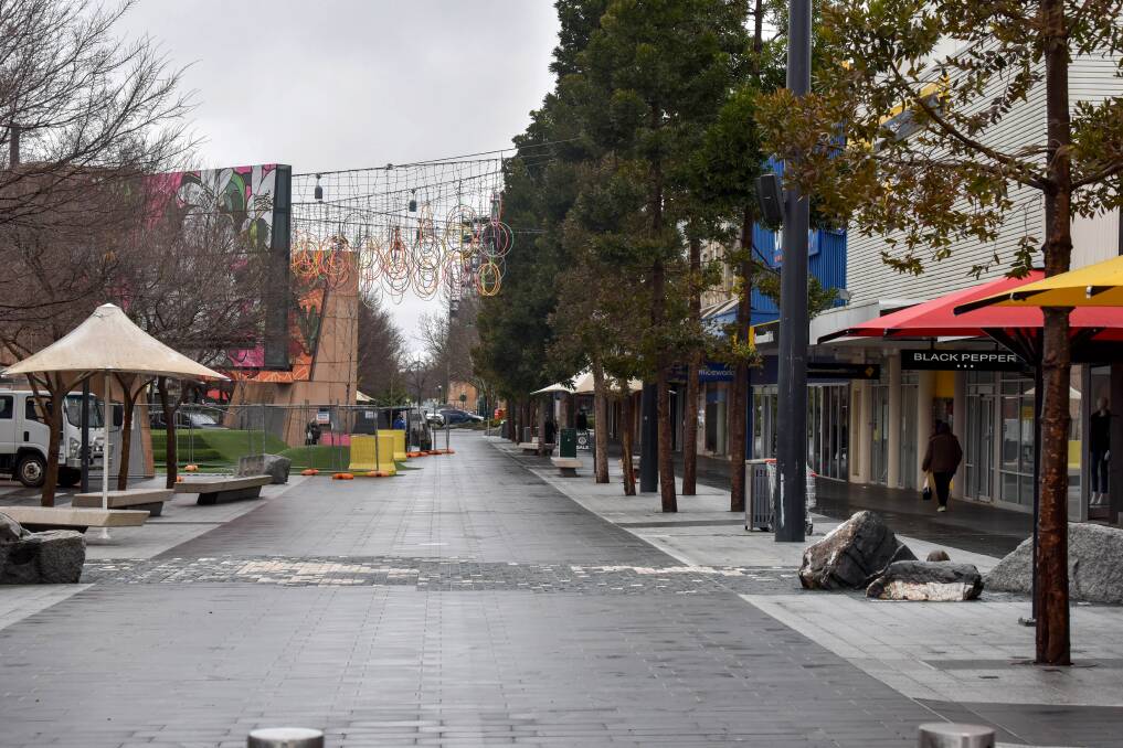 LOCKED DOWN: Bendigo CBD during the March lockdown triggered by the COVID-19 pandemic. Picture: BRENDAN MCCARTHY