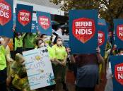 'No cuts': A rally held by the Illawarra Disability Alliance called on the federal government to stop cuts to NDIS plans. Picture: Sylvia Liber.