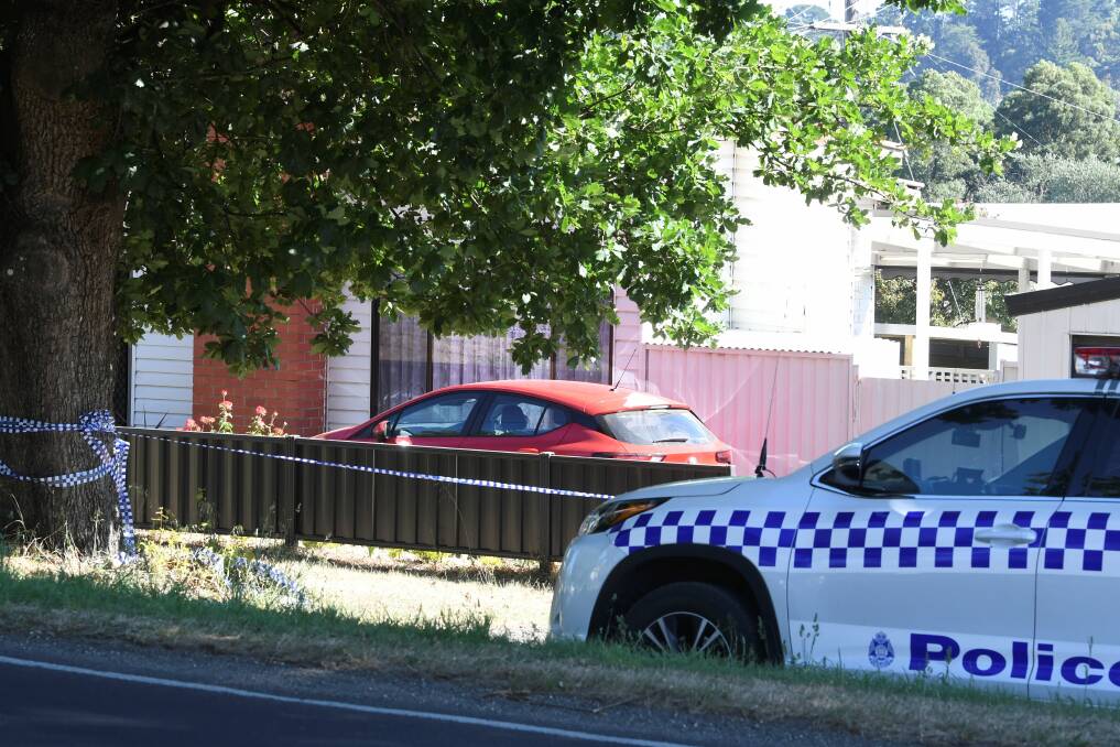 Police at the scene in late 2019. Picture: Lachlan Bence 