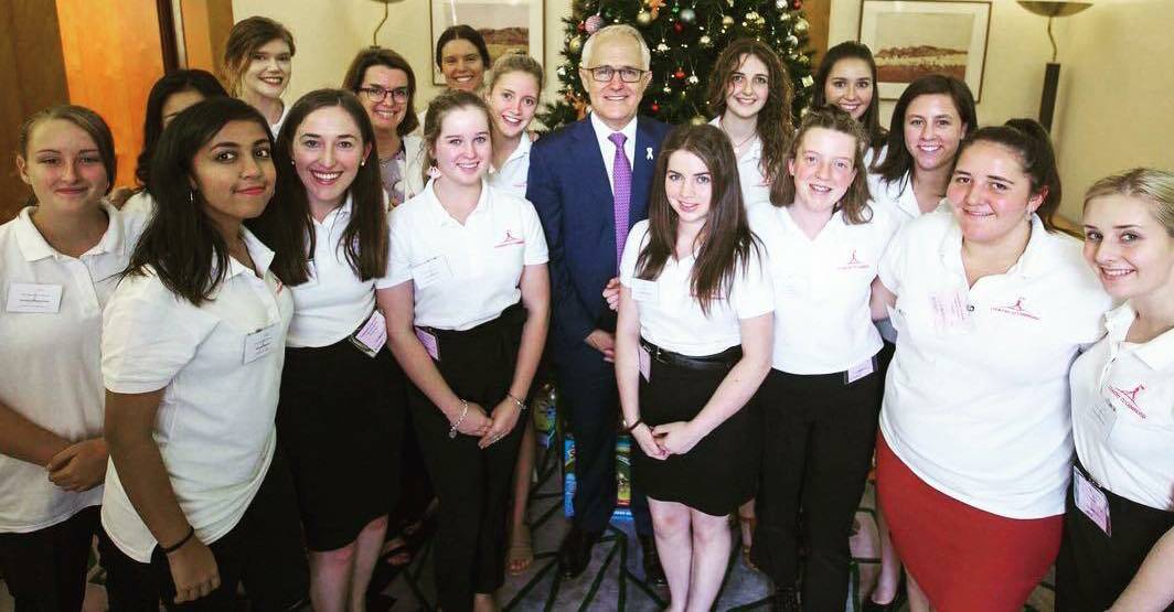 Country to Canberra Power Trip participants meet with Prime Minister Malcolm Turnbull.