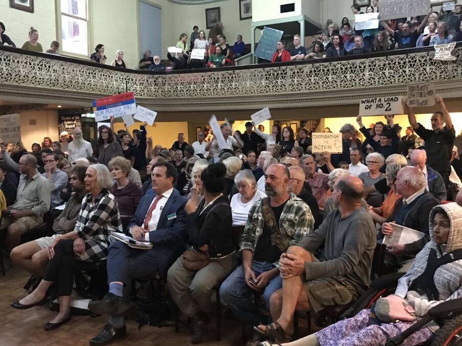 There were chaotic scenes at Daylesford Town Hall on Tuesday night. Photo: Rochelle Kirkham.