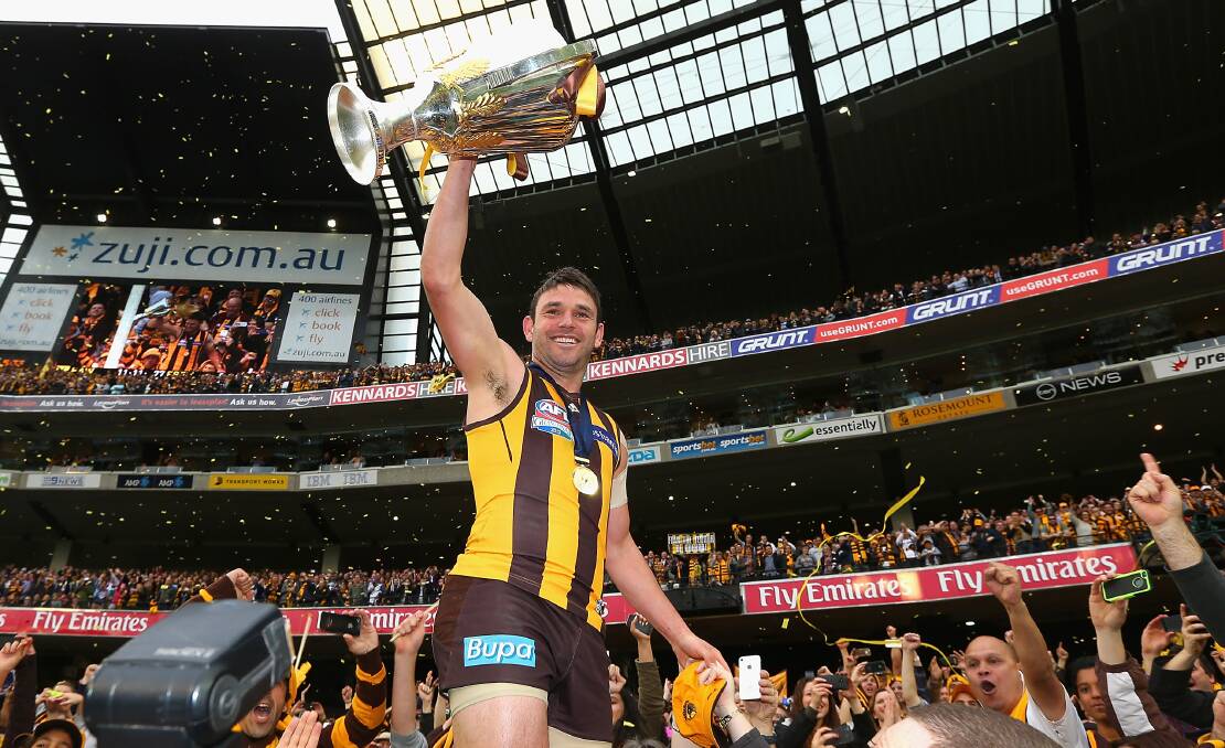 Brent Guerra celebrates on 2013 grand final day. 