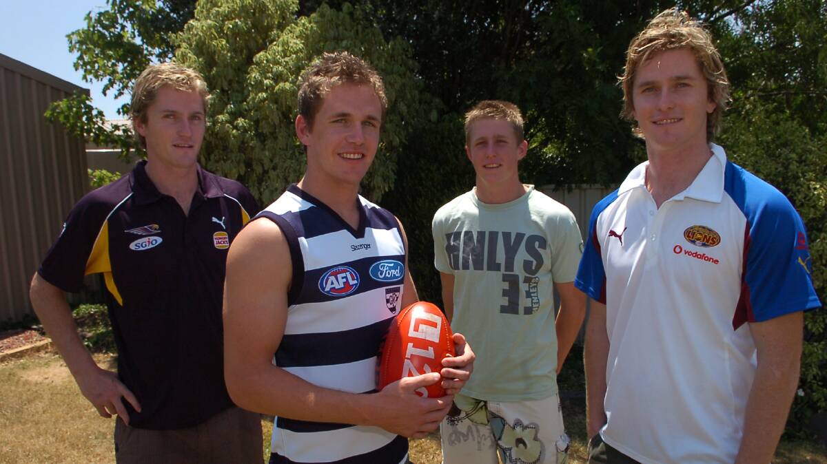 Adam, Joel, Scott and Troy Selwood after Joel was picked up by the Cats in the 2006 AFL National Draft.