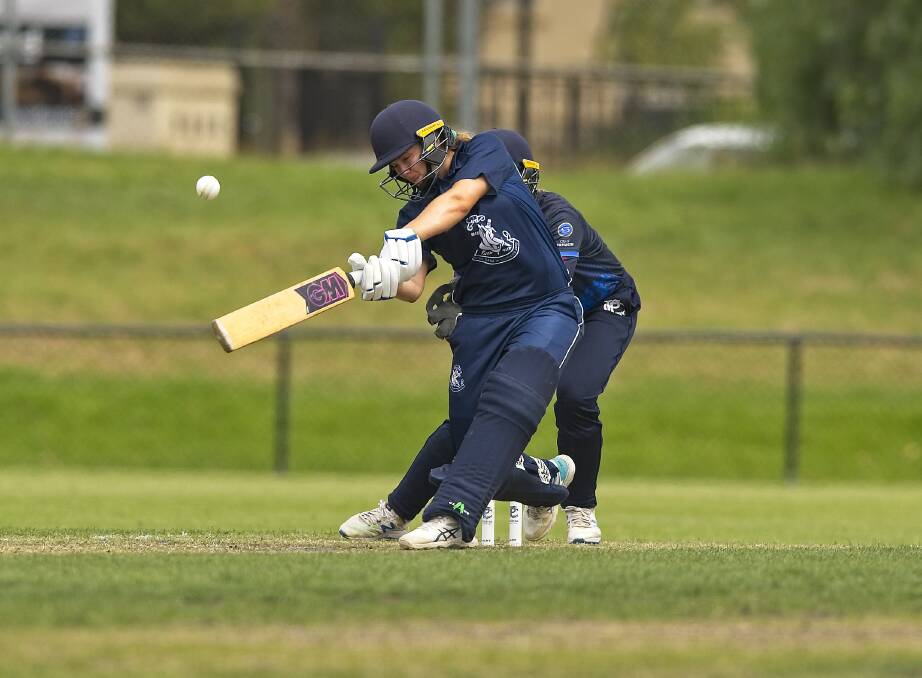 BANG: Cailin Green belts a boundary for the Carlton Blues. Picture: CHRIS THOMAS