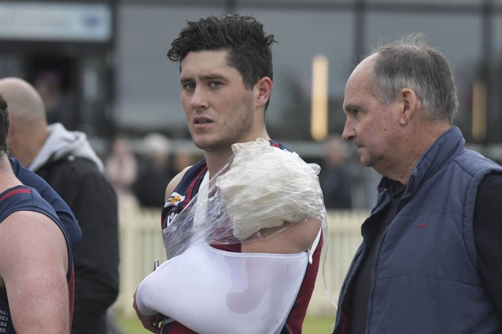 BACK ON TRACK: Will Holt after injuring his shoulder against Eaglehawk. The young full-forward looks set to resume this Saturday. Picture: NONI HYETT