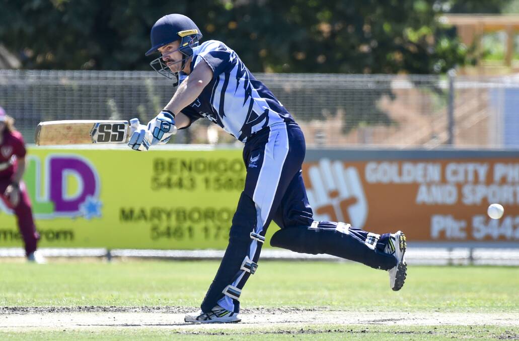 Russell Stockdale sets the tone for Eaglehawk's batting. Picture: DARREN HOWE