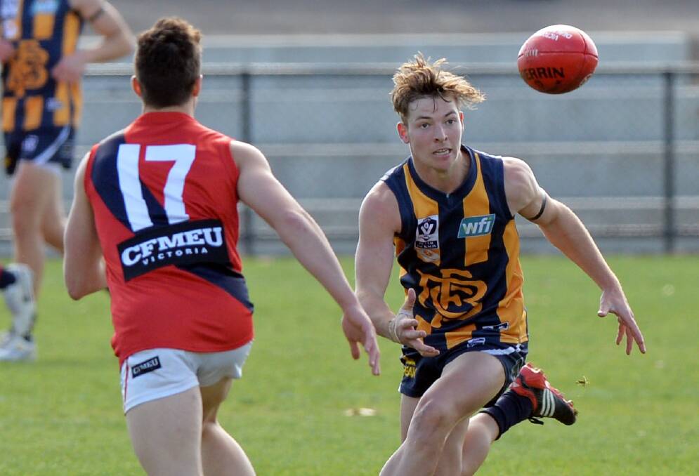 FLASHBACK: Jake Aarts in action for the Bendigo Gold at VFL level in 2014. Aarts will play for Richmond against Melbourne on Sunday.